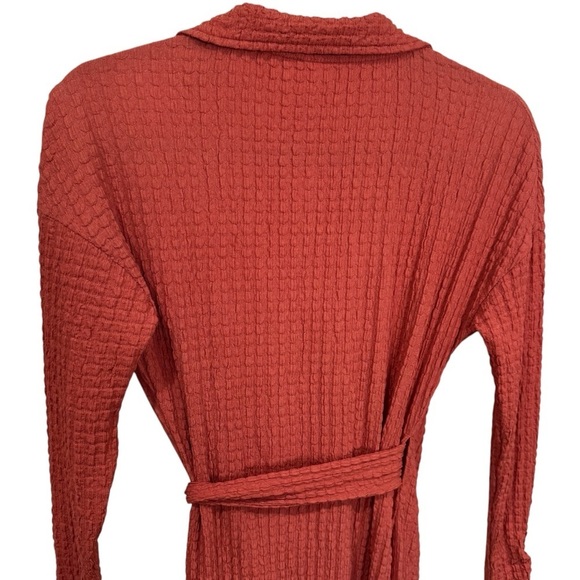 Anthropologie Waffle Wrap Midi Dress Orange Women’s Size XXS - Picture 7 of 11